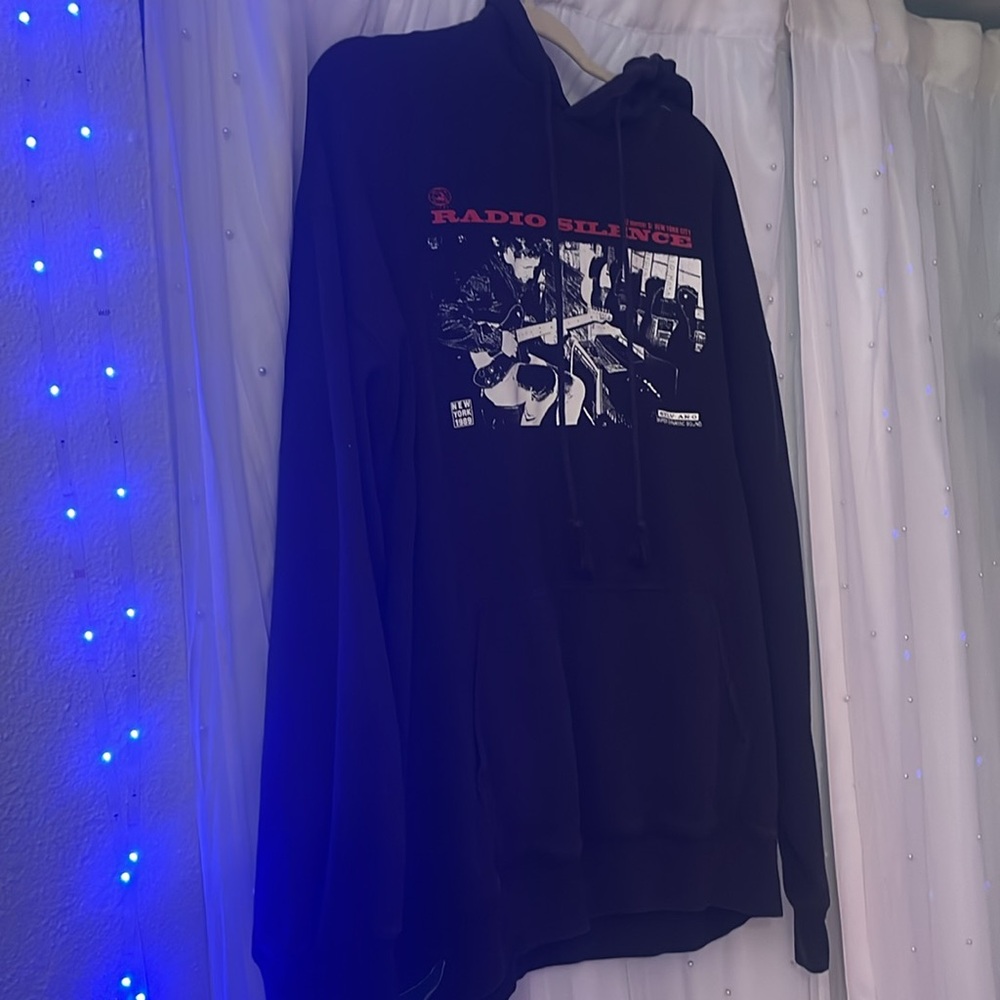 Brandy Melville Black Radio Silence Hoodie - Picture 2 of 5